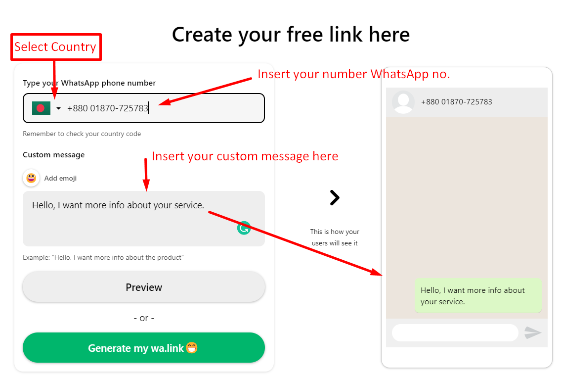 Create your WhatsApp profile link